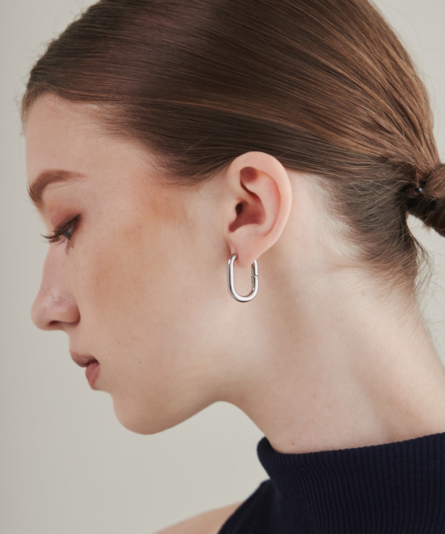 ciite' シーテ ピアス（両耳用） 【 金属アレルギー対応 】 オーバルフープピアス サージカルステンレス (両耳用) シルバー FREE