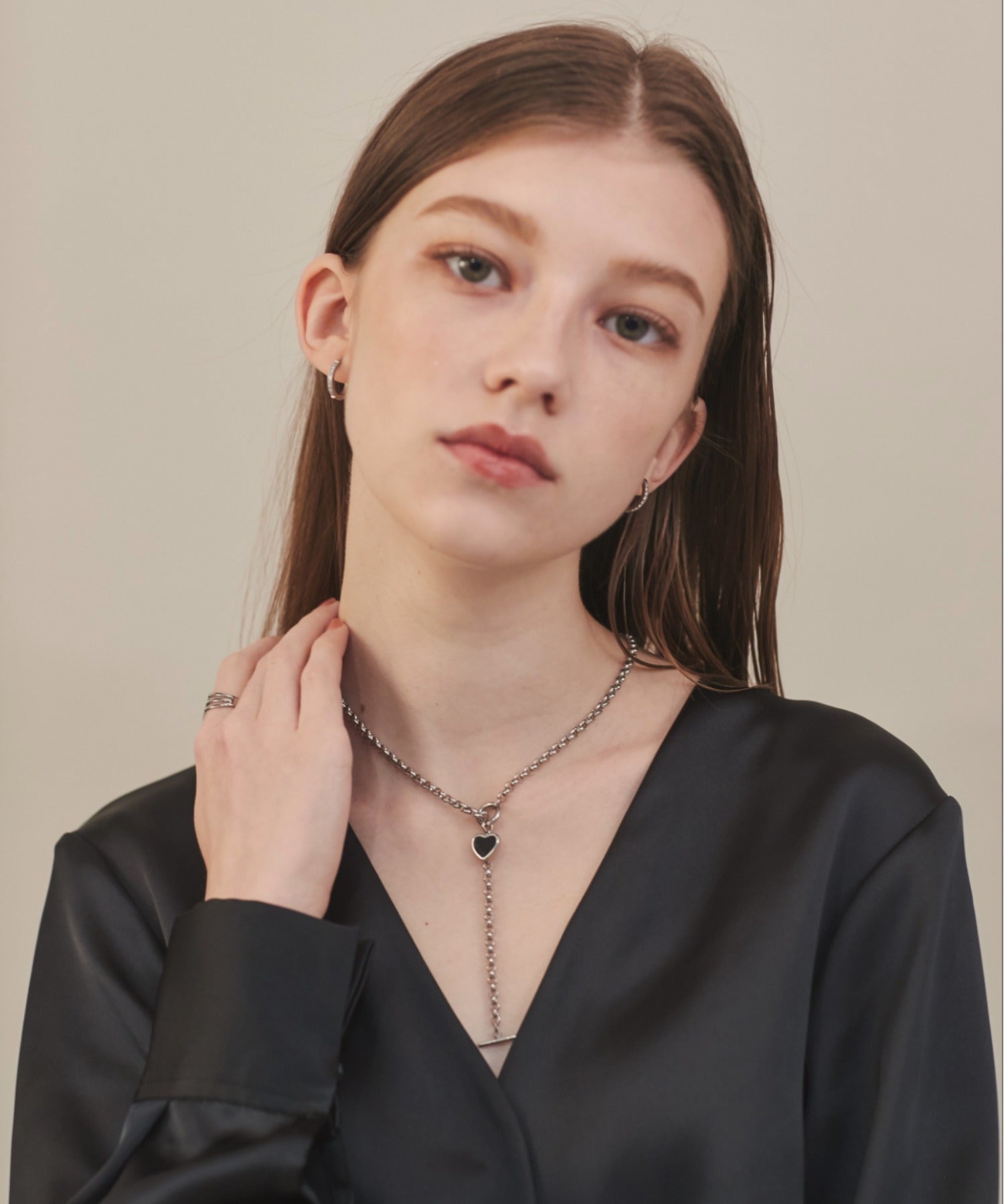 ciite' シーテ ネックレス 【 金属アレルギー対応 】 ハート マントルチェーンネックレス サージカルステンレス シルバー FREE