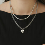 ciite' シーテ ネックレス 【 金属アレルギー対応 】 ハートネックレス & スネークチェーンネックレス 2セット サージカルステンレス シルバー FREE