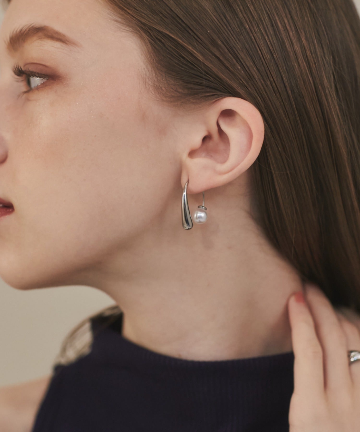 ciite' シーテ ピアス（両耳用） 【 金属アレルギー対応 】 パールフックピアス サージカルステンレス (両耳用) シルバー FREE