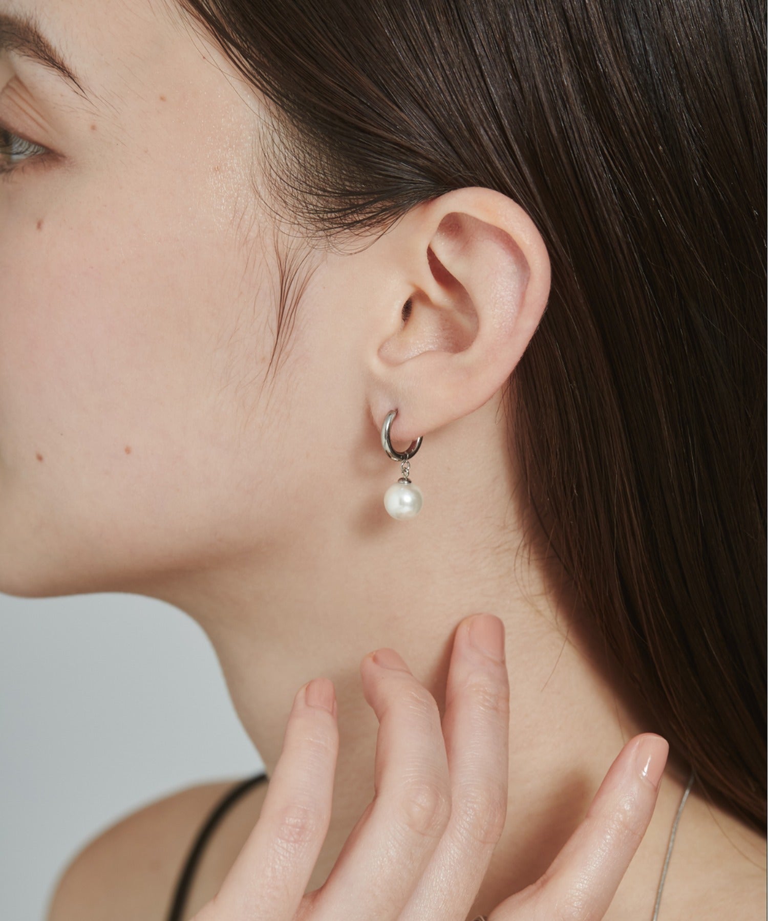 ciite' シーテ ピアス（両耳用） 【 金属アレルギー対応 】 パールフープピアス サージカルステンレス (両耳用) シルバー FREE