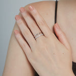 ciite' シーテ リング 【 金属アレルギー対応 】 ビジューダブルリング サージカルステンレス シルバー