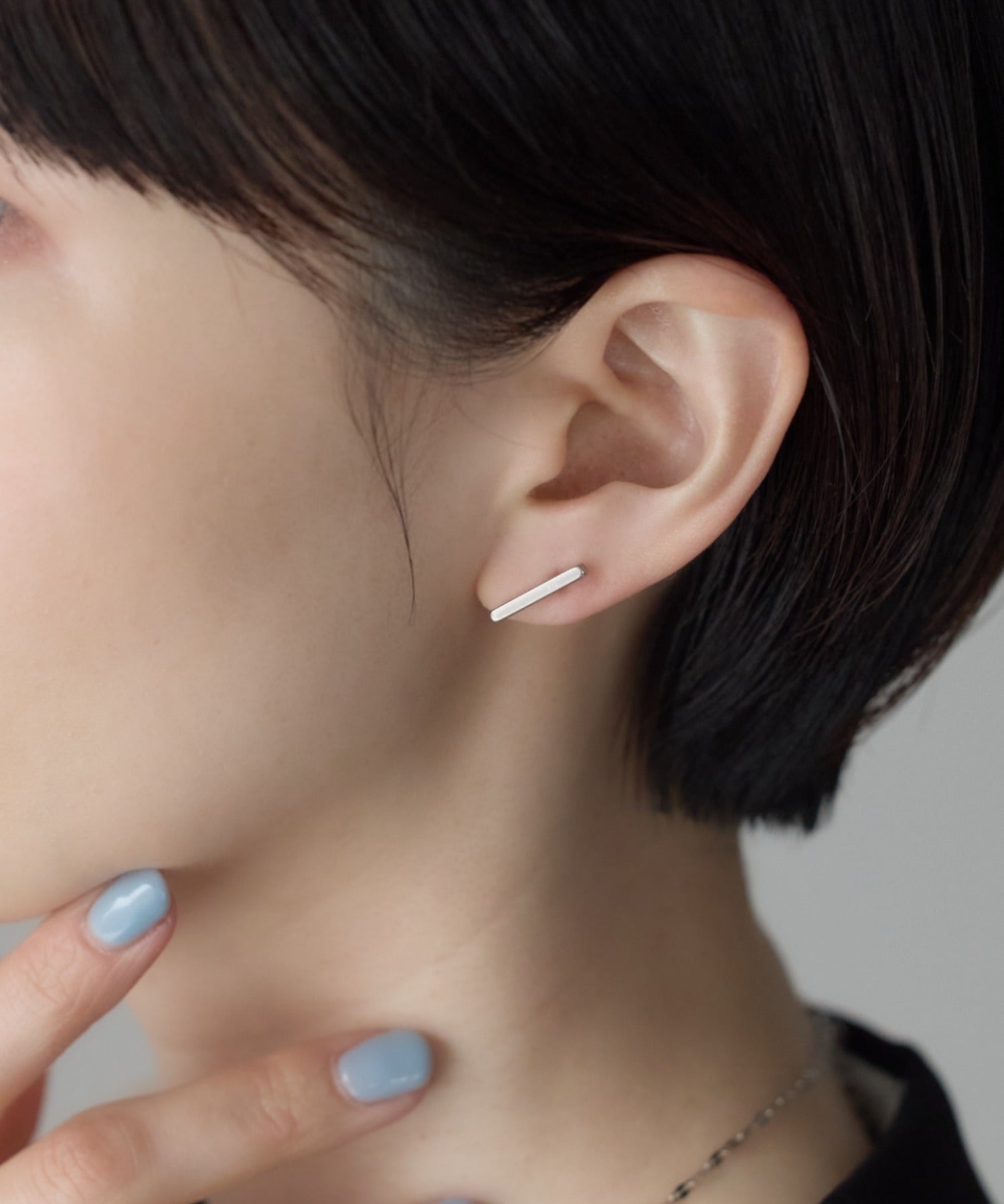 ciite' シーテ ピアス（両耳用） 【金属アレルギー対応】レクタングルバー ピアス シルバー