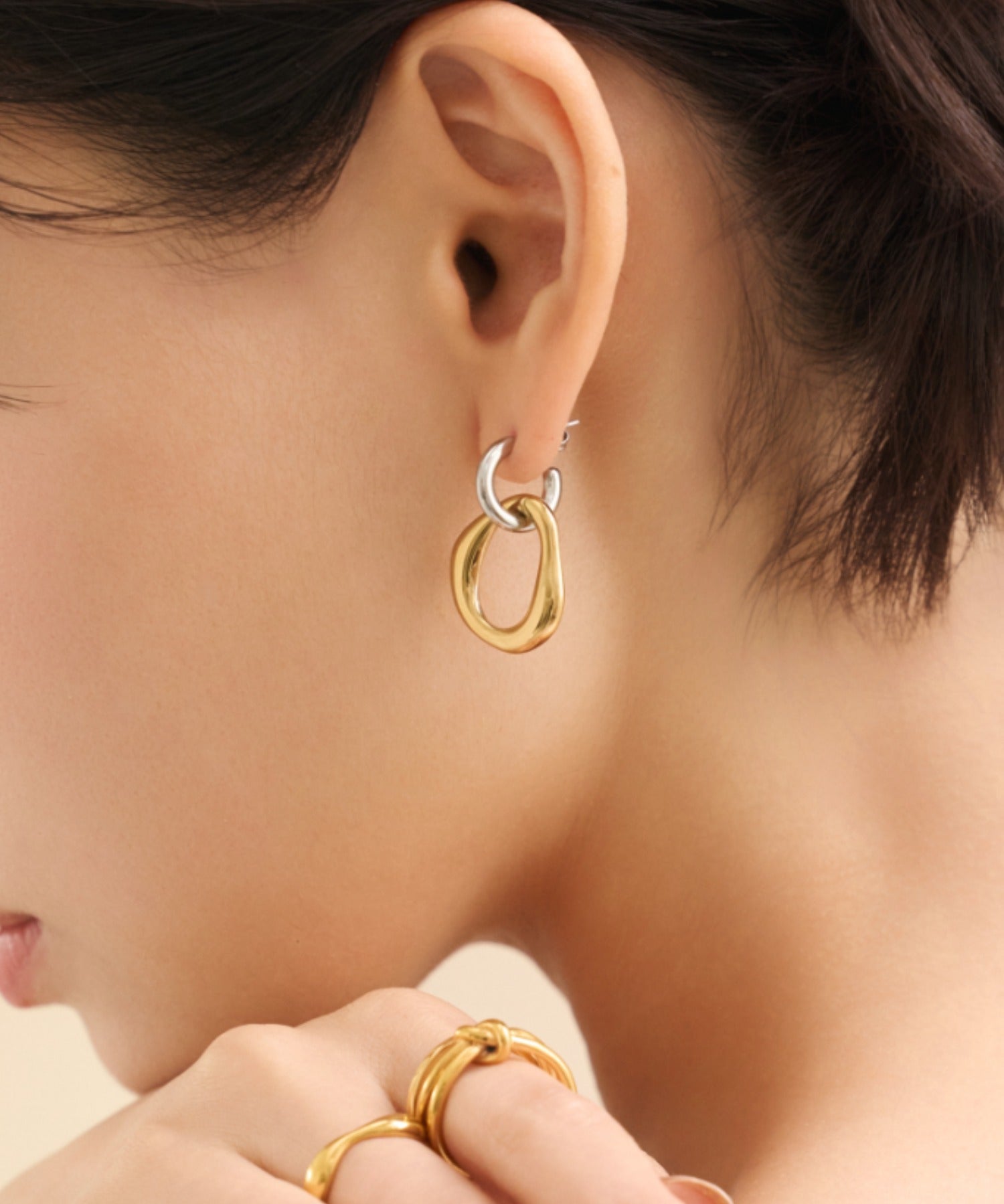 ciite' シーテ ピアス（両耳用） 【 金属アレルギー対応 】 2way バイカラーピアス サージカルステンレス (両耳用) シルバー×ゴールド FREE