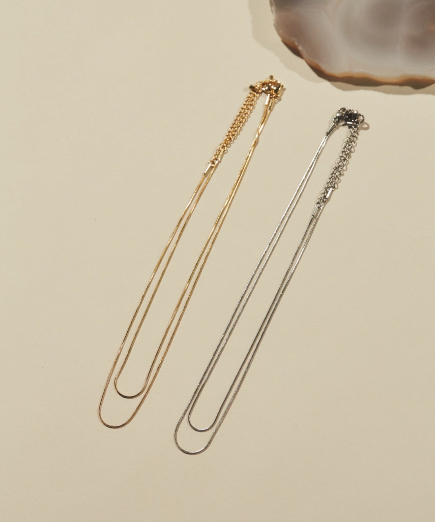 ciite' シーテ ネックレス 【 金属アレルギー対応 】 1mm スネークネックレス 2個セット サージカルステンレス 316L 36～41cm, 39～44cm