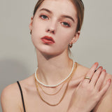 ciite' シーテ ネックレス 【 金属アレルギー対応 】3連パールチェーンネックレス サージカルステンレス 38～43cm, 40～45cm