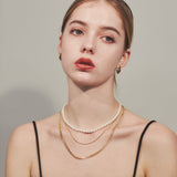 ciite' シーテ ネックレス 【 金属アレルギー対応 】3連パールチェーンネックレス サージカルステンレス 38～43cm, 40～45cm