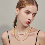 ciite' シーテ ネックレス 【 金属アレルギー対応 】3連パールチェーンネックレス サージカルステンレス 38～43cm, 40～45cm