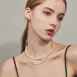 ciite' シーテ ネックレス 【 金属アレルギー対応 】3連パールチェーンネックレス サージカルステンレス 38～43cm, 40～45cm