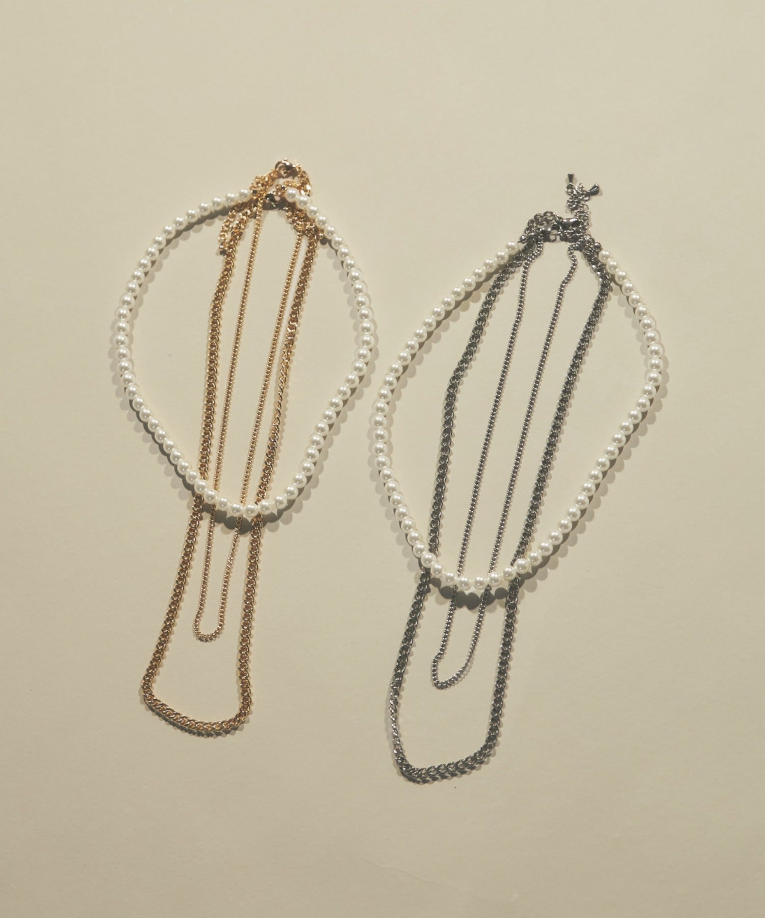 ciite' シーテ ネックレス 【 金属アレルギー対応 】3連パールチェーンネックレス サージカルステンレス 38～43cm, 40～45cm