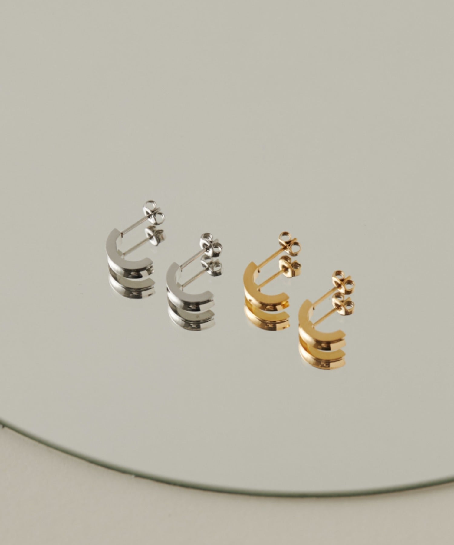 ciite' シーテ ピアス（両耳用） 【 金属アレルギー対応 】 シンプルハーフサークルピアス サージカルステンレス 316L (両耳用)