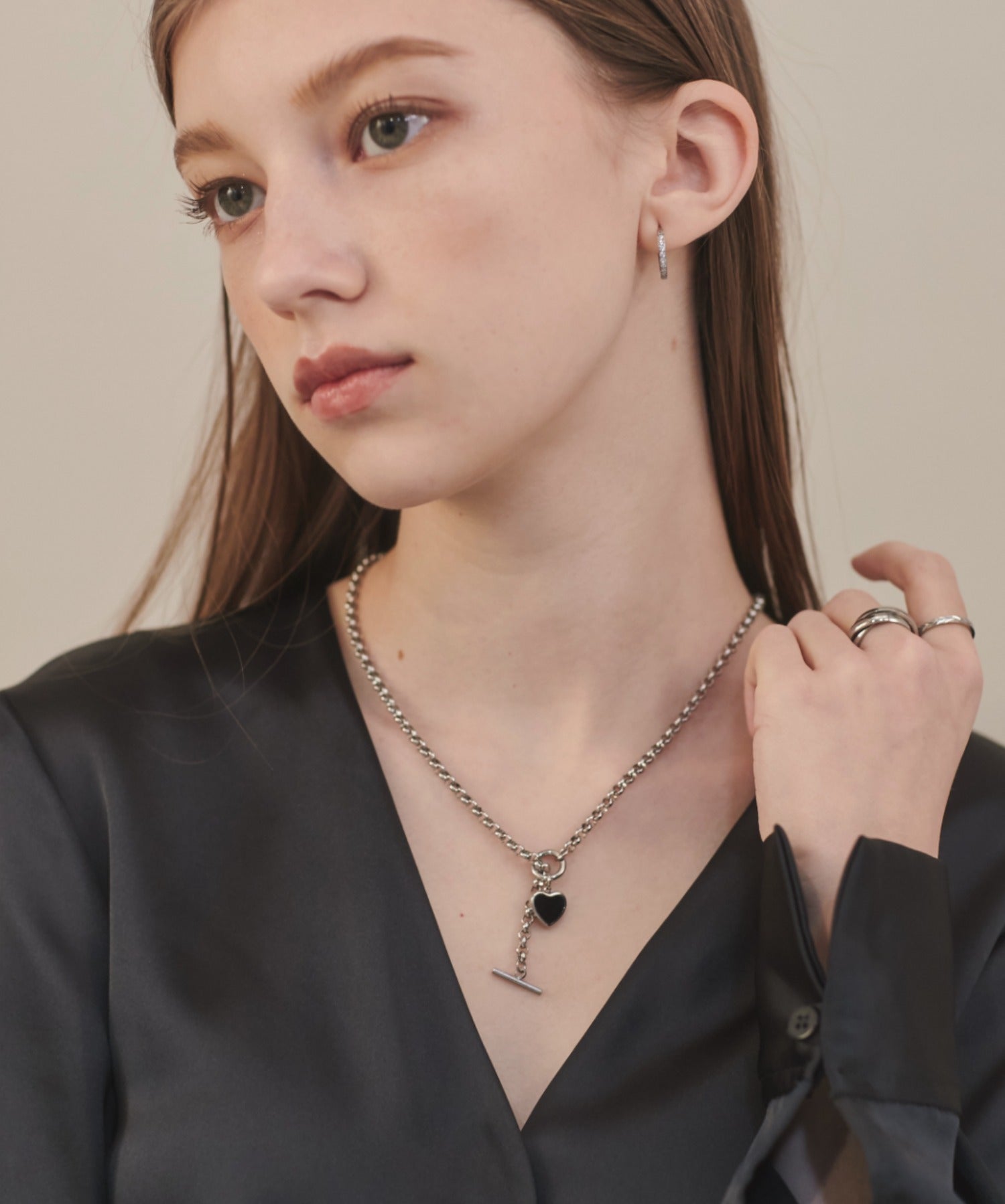 ciite' シーテ ネックレス 【 金属アレルギー対応 】 ハート マントルチェーンネックレス サージカルステンレス