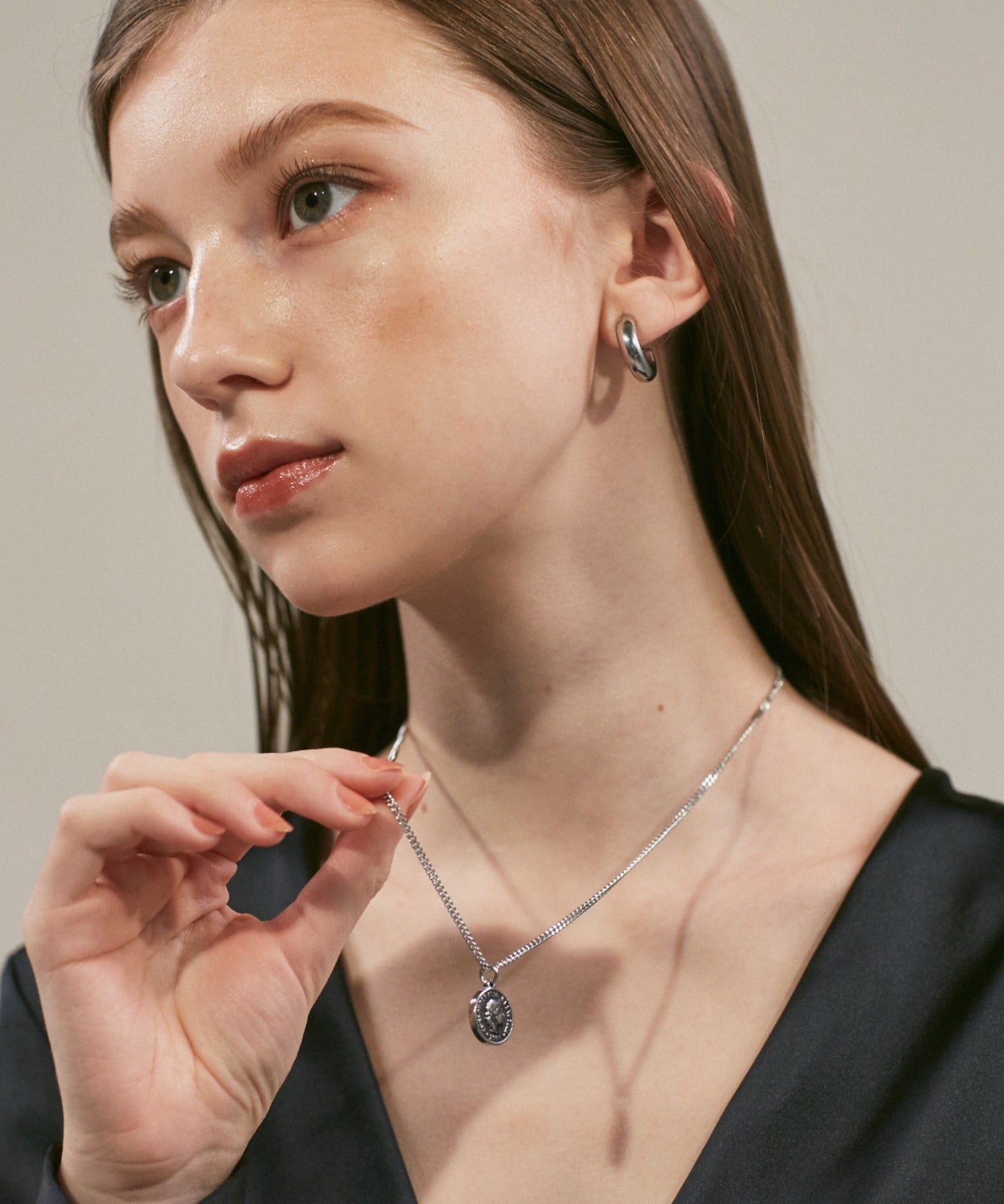 ciite' シーテ ネックレス 【 金属アレルギー対応 】 シルバーコインネックレス サージカルステンレス 316L