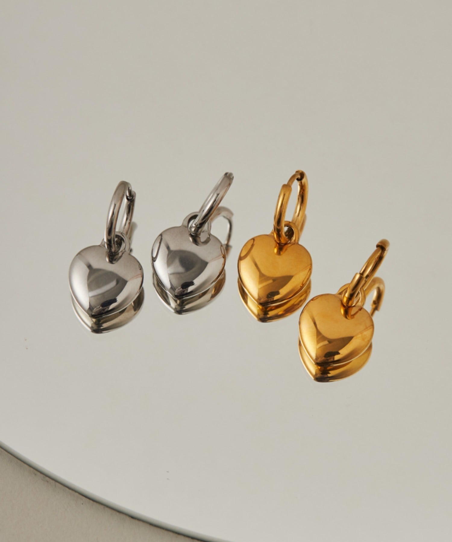 ciite' シーテ ピアス（両耳用） 【 金属アレルギー対応 】 ハートフープピアス サージカルステンレス (両耳用)